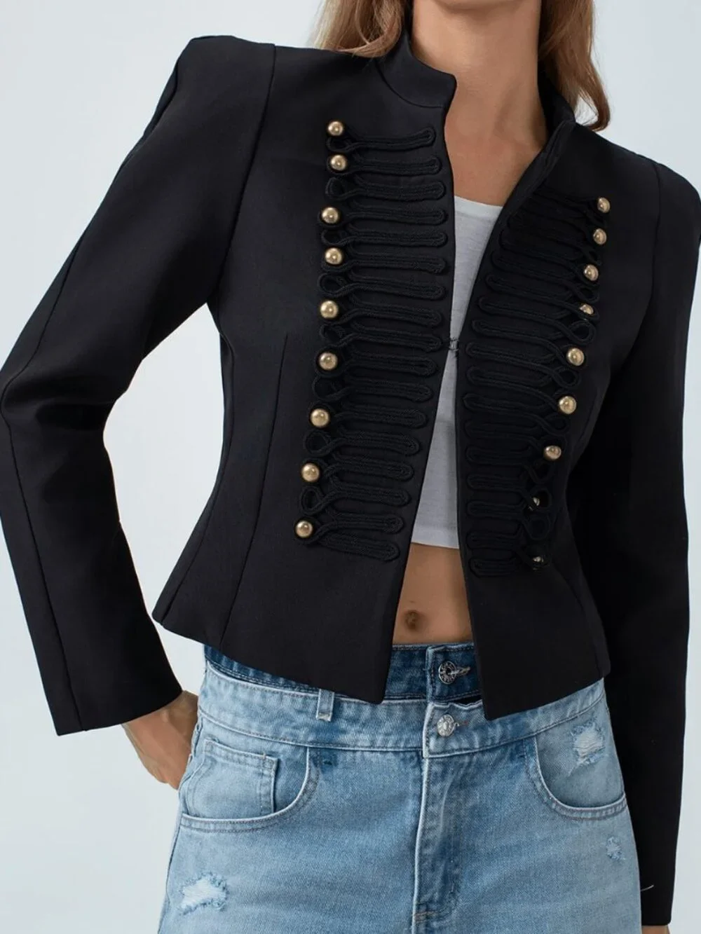 Black Casual Women's Fitted Office Jacket
